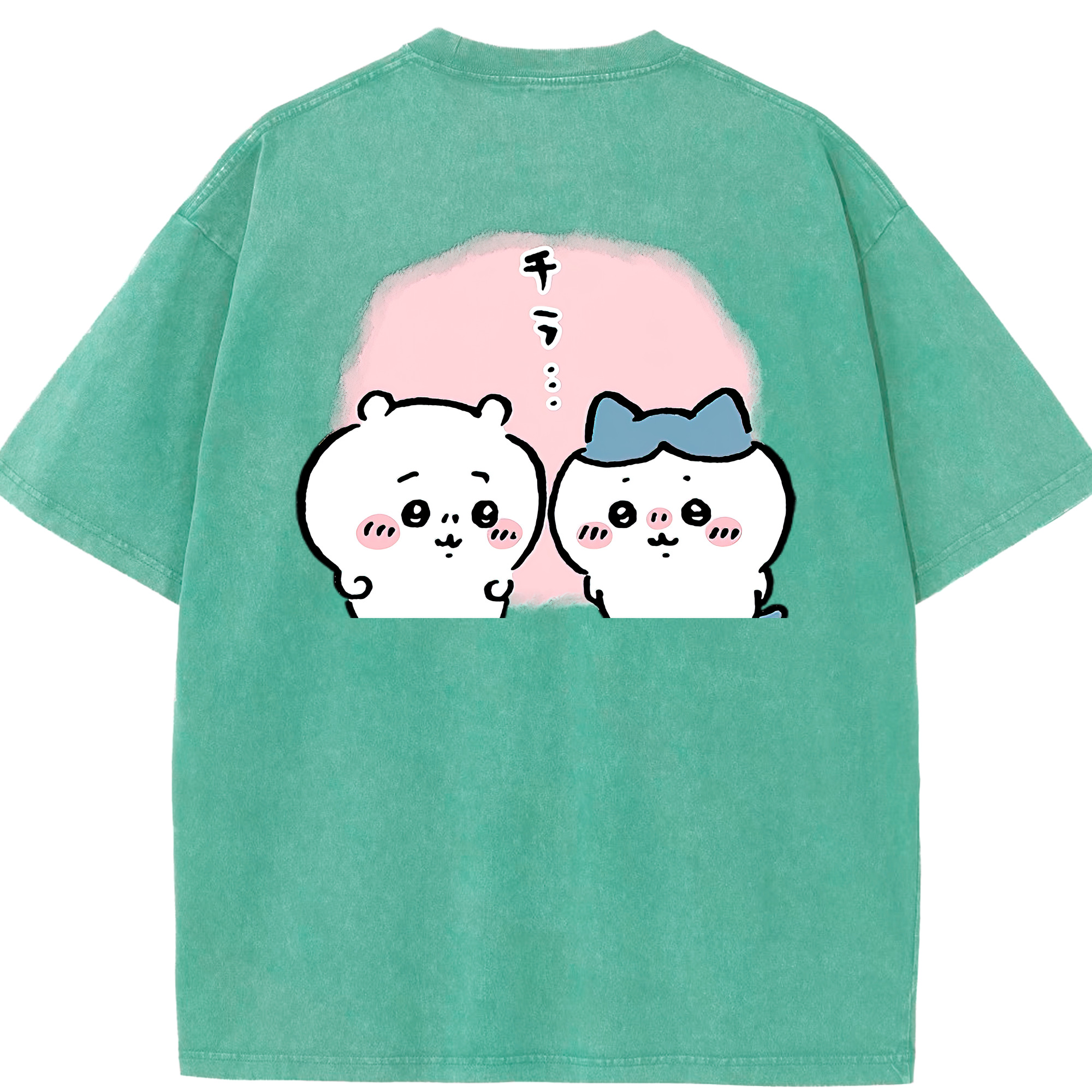 （画像用） ちいかわ ハチワレ Chii-kawa hachiware 綿100% ヴィンテージ風 半袖Tシャツ（背面プリント）